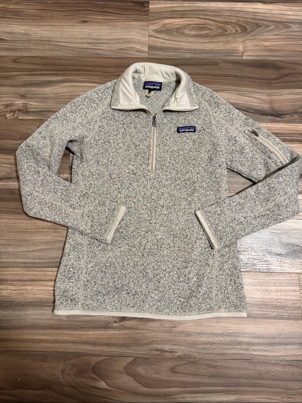 Patagonia Better Sweater 1/4 Zip Fleece Pullover Pelican Beige Womens XS Outdoor
